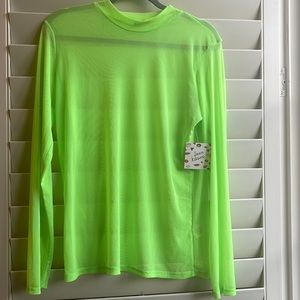 Mesh Sexy bottoming shirt Size M. Stretchy, soft Green fluorescent Top.
